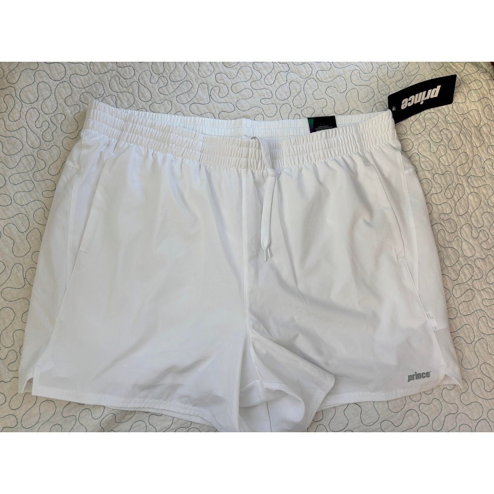 Prince Men's 5" Woven Shorts Elastic Waist Athletic‎ White Size XXL